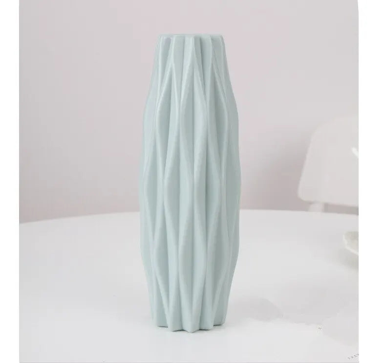 Vase Moderne Nordique en Plastique – Décoration Élégante Blanc, Rose & Vert