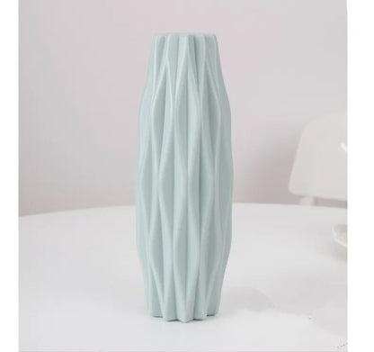 Vase Moderne Nordique en Plastique – Décoration Élégante Blanc, Rose & Vert